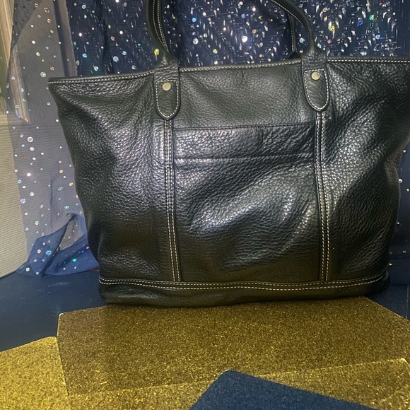 LONGCHAMP VTG BLK LEATHER GORG TOTE Bag LUX - Picture 2 of 13